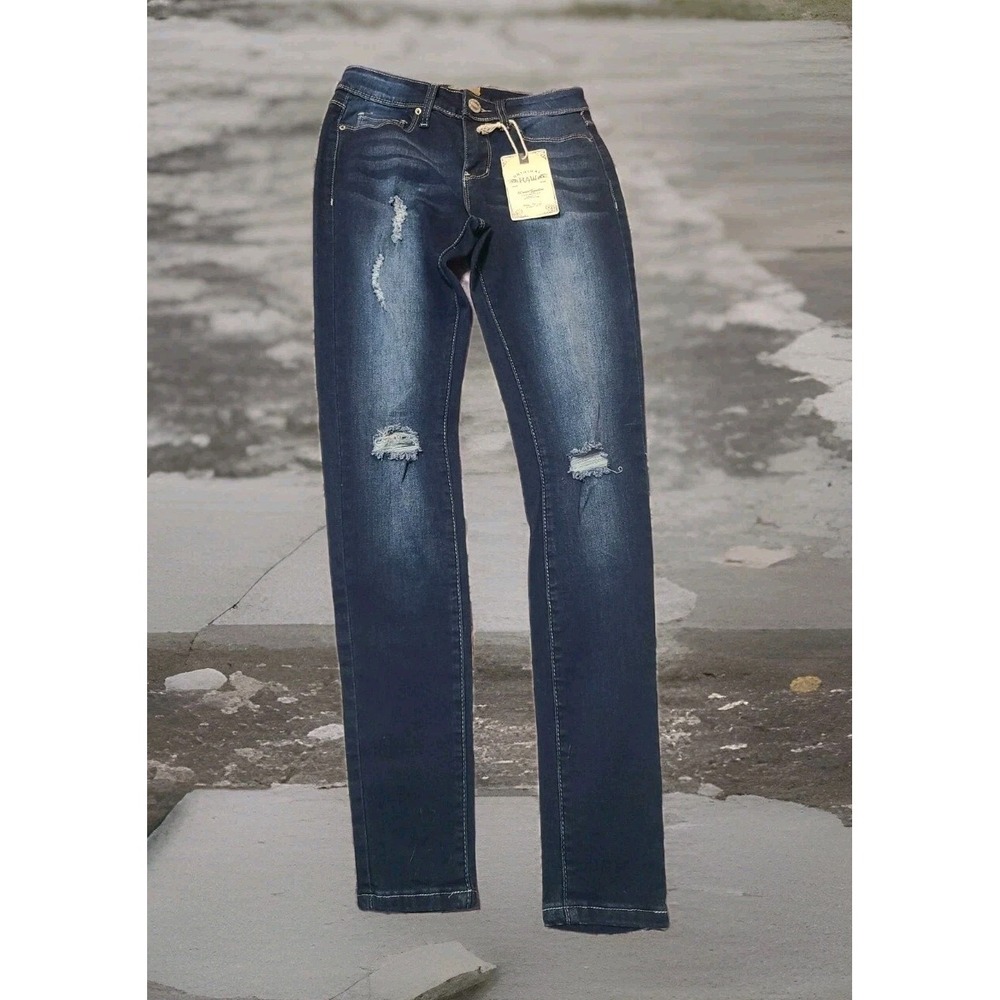 Raw Brand Womens Dark Wash Distressed Skinny‎ Jeans Size 3 Brand New With Tags